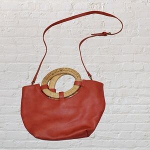 Anthropology Leather & Straw Purse